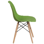 Elon Series Green Plastic Chair with Wooden Legs, FH-130-DPP-GN-GG