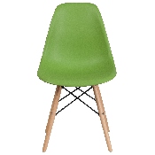 Elon Series Green Plastic Chair with Wooden Legs, FH-130-DPP-GN-GG