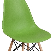 Elon Series Green Plastic Chair with Wooden Legs, FH-130-DPP-GN-GG