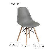 Elon Series Moss Gray Plastic Chair with Wooden Legs, FH-130-DPP-GY-GG