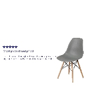 Elon Series Moss Gray Plastic Chair with Wooden Legs, FH-130-DPP-GY-GG
