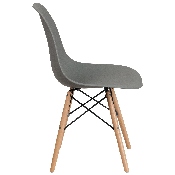 Elon Series Moss Gray Plastic Chair with Wooden Legs, FH-130-DPP-GY-GG
