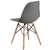 Elon Series Moss Gray Plastic Chair with Wooden Legs, FH-130-DPP-GY-GG