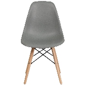 Elon Series Moss Gray Plastic Chair with Wooden Legs, FH-130-DPP-GY-GG