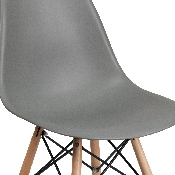 Elon Series Moss Gray Plastic Chair with Wooden Legs, FH-130-DPP-GY-GG
