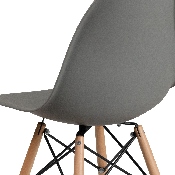 Elon Series Moss Gray Plastic Chair with Wooden Legs, FH-130-DPP-GY-GG