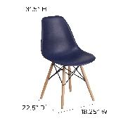 Elon Series Navy Plastic Chair with Wooden Legs, FH-130-DPP-NY-GG