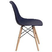 Elon Series Navy Plastic Chair with Wooden Legs, FH-130-DPP-NY-GG