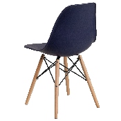 Elon Series Navy Plastic Chair with Wooden Legs, FH-130-DPP-NY-GG
