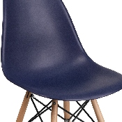 Elon Series Navy Plastic Chair with Wooden Legs, FH-130-DPP-NY-GG
