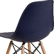 Elon Series Navy Plastic Chair with Wooden Legs, FH-130-DPP-NY-GG