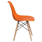 Elon Series Orange Plastic Chair with Wooden Legs, FH-130-DPP-OR-GG