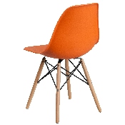 Elon Series Orange Plastic Chair with Wooden Legs, FH-130-DPP-OR-GG