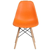 Elon Series Orange Plastic Chair with Wooden Legs, FH-130-DPP-OR-GG