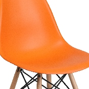 Elon Series Orange Plastic Chair with Wooden Legs, FH-130-DPP-OR-GG