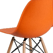 Elon Series Orange Plastic Chair with Wooden Legs, FH-130-DPP-OR-GG