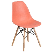 Elon Series Peach Plastic Chair with Wooden Legs, FH-130-DPP-PE-GG