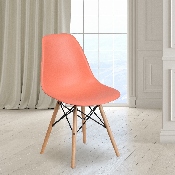 Elon Series Peach Plastic Chair with Wooden Legs, FH-130-DPP-PE-GG