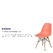Elon Series Peach Plastic Chair with Wooden Legs, FH-130-DPP-PE-GG