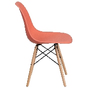 Elon Series Peach Plastic Chair with Wooden Legs, FH-130-DPP-PE-GG