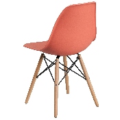 Elon Series Peach Plastic Chair with Wooden Legs, FH-130-DPP-PE-GG