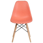Elon Series Peach Plastic Chair with Wooden Legs, FH-130-DPP-PE-GG