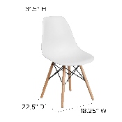 Elon Series White Plastic Chair with Wooden Legs, FH-130-DPP-WH-GG