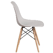 Elon Series White Plastic Chair with Wooden Legs, FH-130-DPP-WH-GG