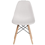 Elon Series White Plastic Chair with Wooden Legs, FH-130-DPP-WH-GG