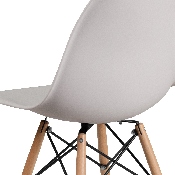 Elon Series White Plastic Chair with Wooden Legs, FH-130-DPP-WH-GG