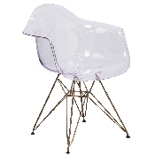 Alonza Series Transparent Side Chair with Gold Base, FH-132-CPC1-GG