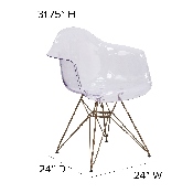 Alonza Series Transparent Side Chair with Gold Base, FH-132-CPC1-GG