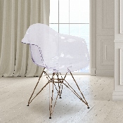 Alonza Series Transparent Side Chair with Gold Base, FH-132-CPC1-GG