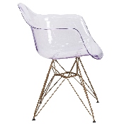 Alonza Series Transparent Side Chair with Gold Base, FH-132-CPC1-GG