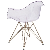 Alonza Series Transparent Side Chair with Gold Base, FH-132-CPC1-GG