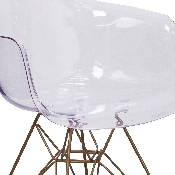 Alonza Series Transparent Side Chair with Gold Base, FH-132-CPC1-GG