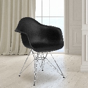 Alonza Series Black Plastic Chair with Chrome Base, FH-132-CPP1-BK-GG