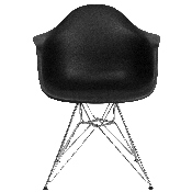 Alonza Series Black Plastic Chair with Chrome Base, FH-132-CPP1-BK-GG