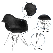 Alonza Series Black Plastic Chair with Chrome Base, FH-132-CPP1-BK-GG