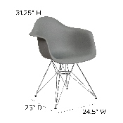 Alonza Series Moss Gray Plastic Chair with Chrome Base, FH-132-CPP1-GY-GG