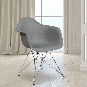 Alonza Series Moss Gray Plastic Chair with Chrome Base, FH-132-CPP1-GY-GG