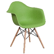 Alonza Series Green Plastic Chair with Wooden Legs, FH-132-DPP-GN-GG
