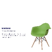 Alonza Series Green Plastic Chair with Wooden Legs, FH-132-DPP-GN-GG
