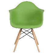 Alonza Series Green Plastic Chair with Wooden Legs, FH-132-DPP-GN-GG