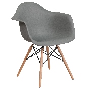 Alonza Series Moss Gray Plastic Chair with Wooden Legs, FH-132-DPP-GY-GG