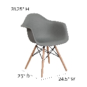 Alonza Series Moss Gray Plastic Chair with Wooden Legs, FH-132-DPP-GY-GG