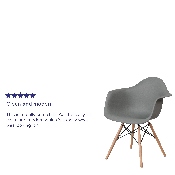 Alonza Series Moss Gray Plastic Chair with Wooden Legs, FH-132-DPP-GY-GG