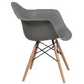 Alonza Series Moss Gray Plastic Chair with Wooden Legs, FH-132-DPP-GY-GG