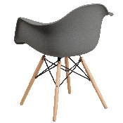 Alonza Series Moss Gray Plastic Chair with Wooden Legs, FH-132-DPP-GY-GG