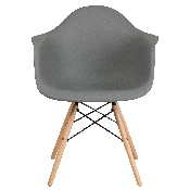 Alonza Series Moss Gray Plastic Chair with Wooden Legs, FH-132-DPP-GY-GG